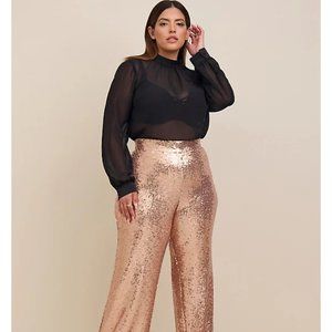 Rose Gold Sequins Wide Leg Pant Torrid NWT